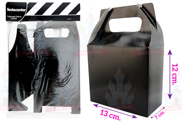 CAJA P/DULCES NEGRO LISO 25/10 PZ FESTACENTER